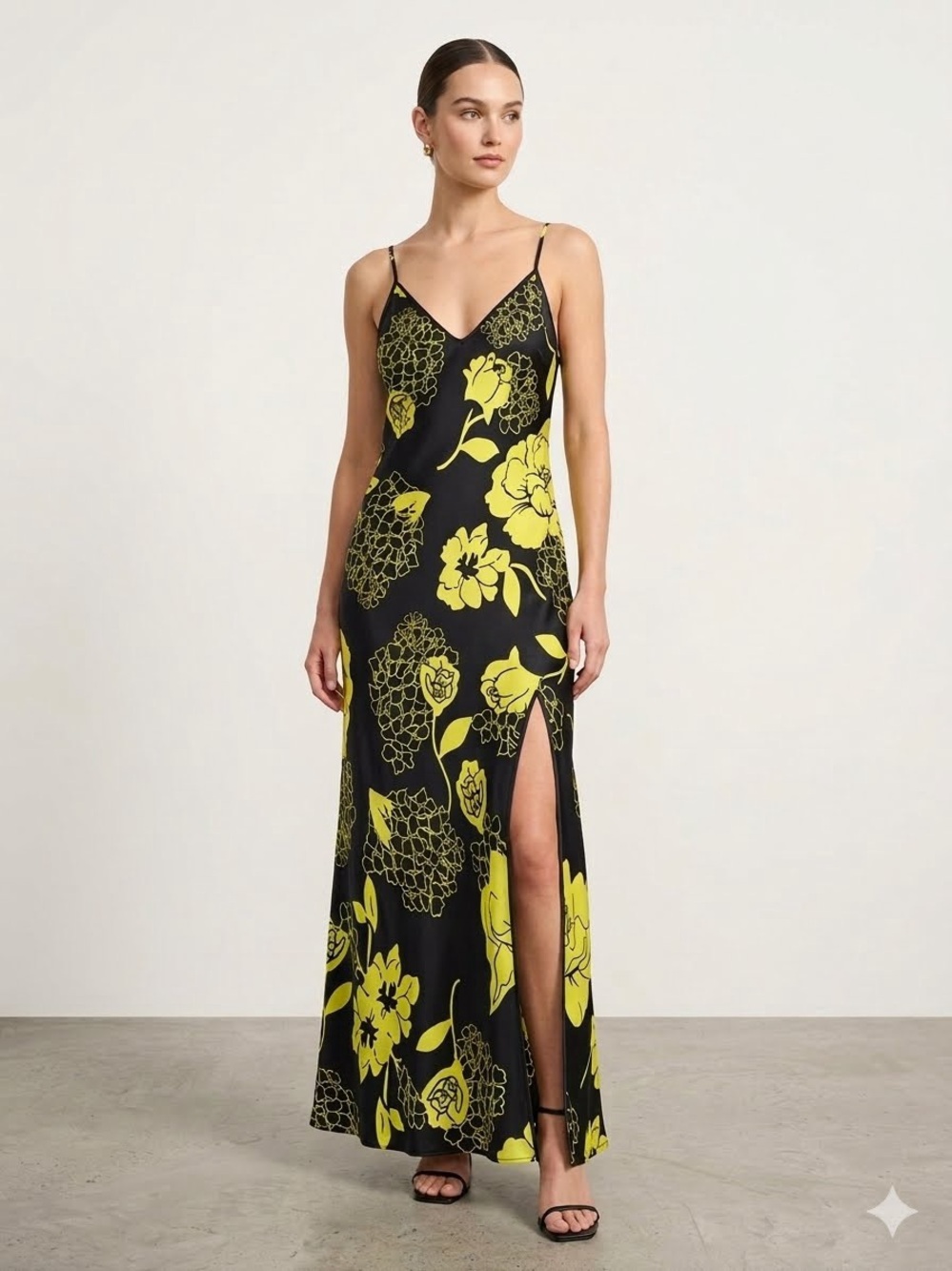 Nk Imode 100% Silk Charmeuse Floral Maxi Slip Dress Night Gown Luxury Wedding L